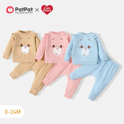 Care Bears 2pcs Baby Boy/Girl Bear Ears Detail Long-sleeve Graphic Sweatshirt and Sweatpants Set
