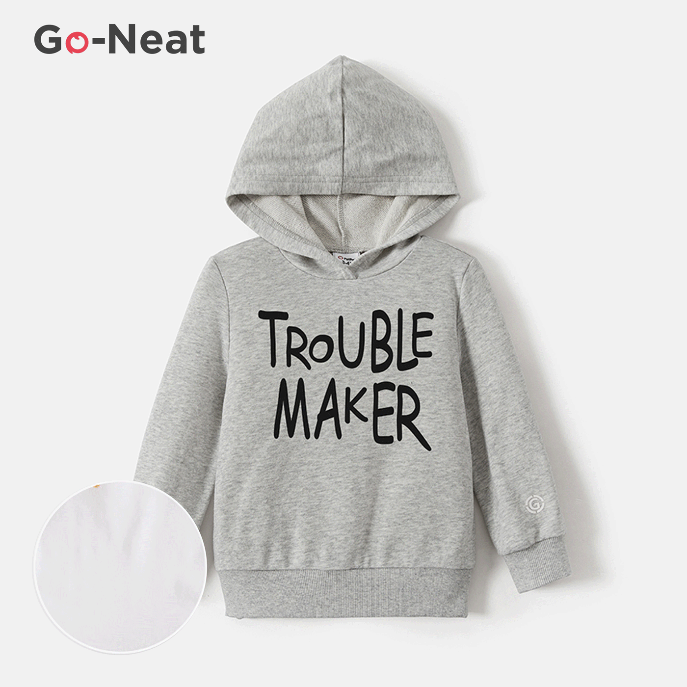 [2Y-6Y] Go-Neat Water Repellent and Stain Resistant Toddler Girl/Boy Letter Print Hoodie Sweatshirt Light Grey
