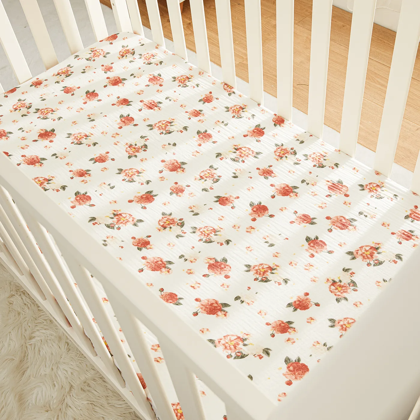 100% Cotton Muslin Baby Floral Pattern Crib Sheet