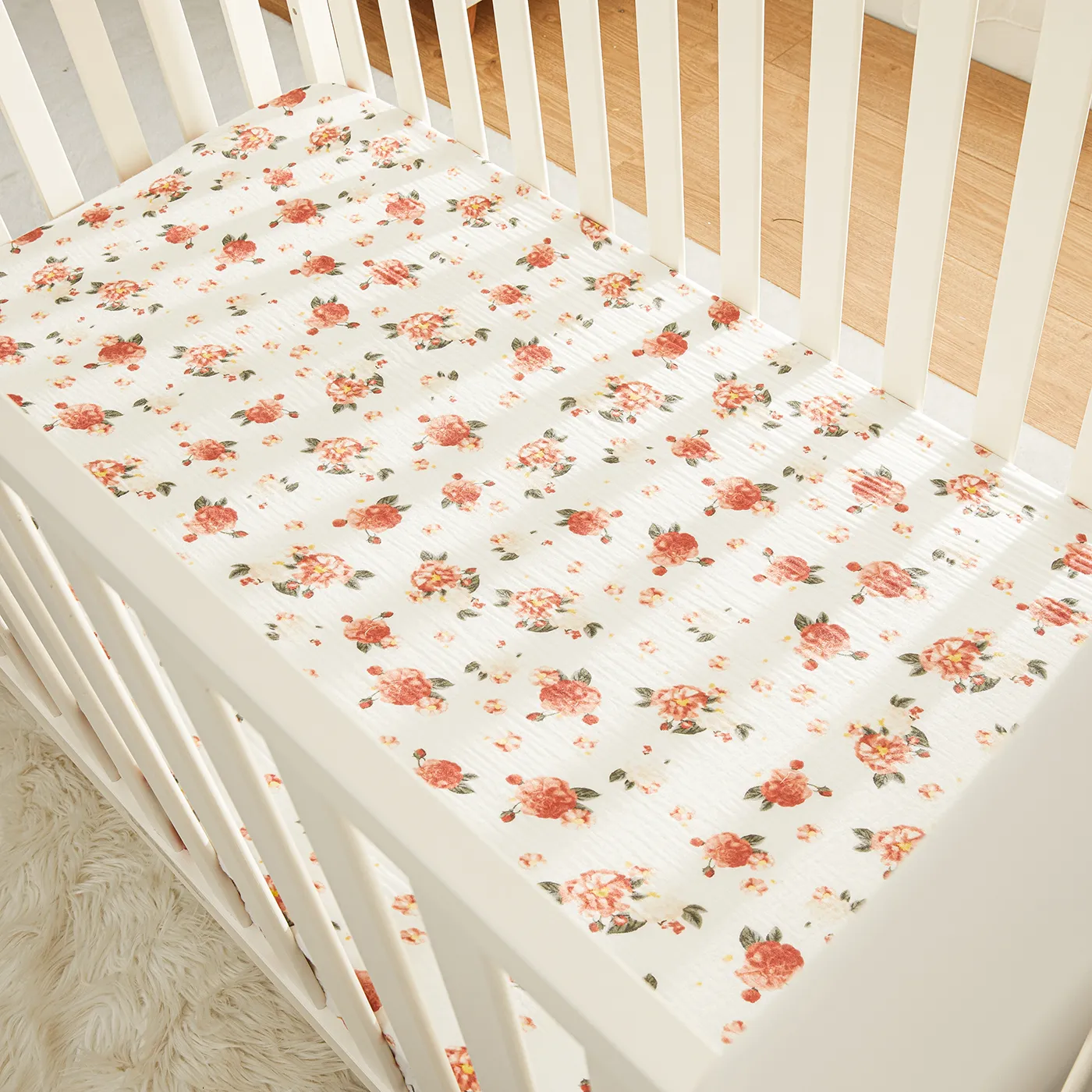 100% Cotton Muslin Baby Floral Pattern Crib Sheet Multi-color big image 1