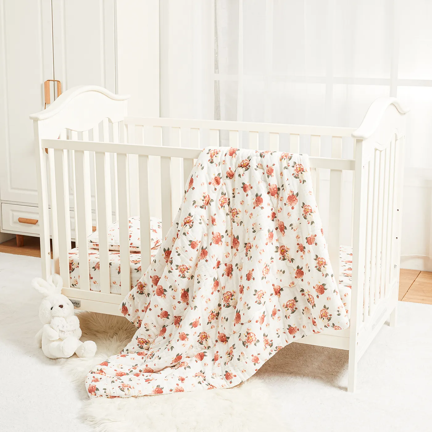 100% Cotton Muslin Baby Floral Pattern Thick Quilt Multi-color big image 1