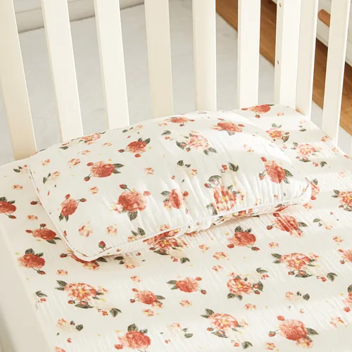 100% Cotton Muslin Baby Floral Pattern Pillow & Pillowcase