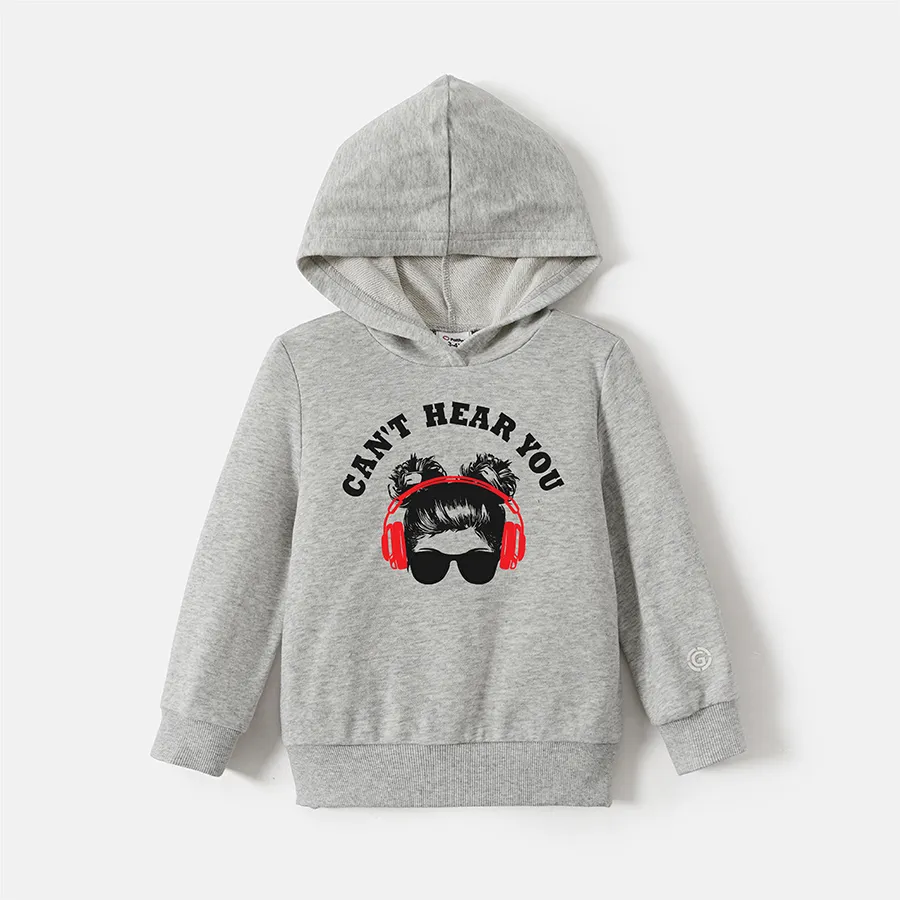 Go-Neat Water Repellent and Stain Resistant Family Matching Figure & Letter Print Grey Long-sleeve Hoodies  image 4