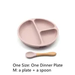 1Pc/2Pcs Baby Toddler Silicone Divided Plates Feeding Safe Kids Dishes Dinnerware Pink