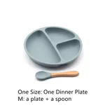 1pc / 2pcs piatti divisi in silicone per bambini che alimentano piatti per bambini sicuri per la tavola Grigio Chiaro