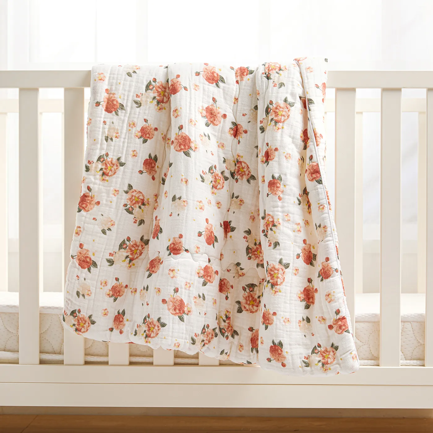 100% Cotton Muslin Baby Floral Pattern Thick Quilt Multi-color image 3