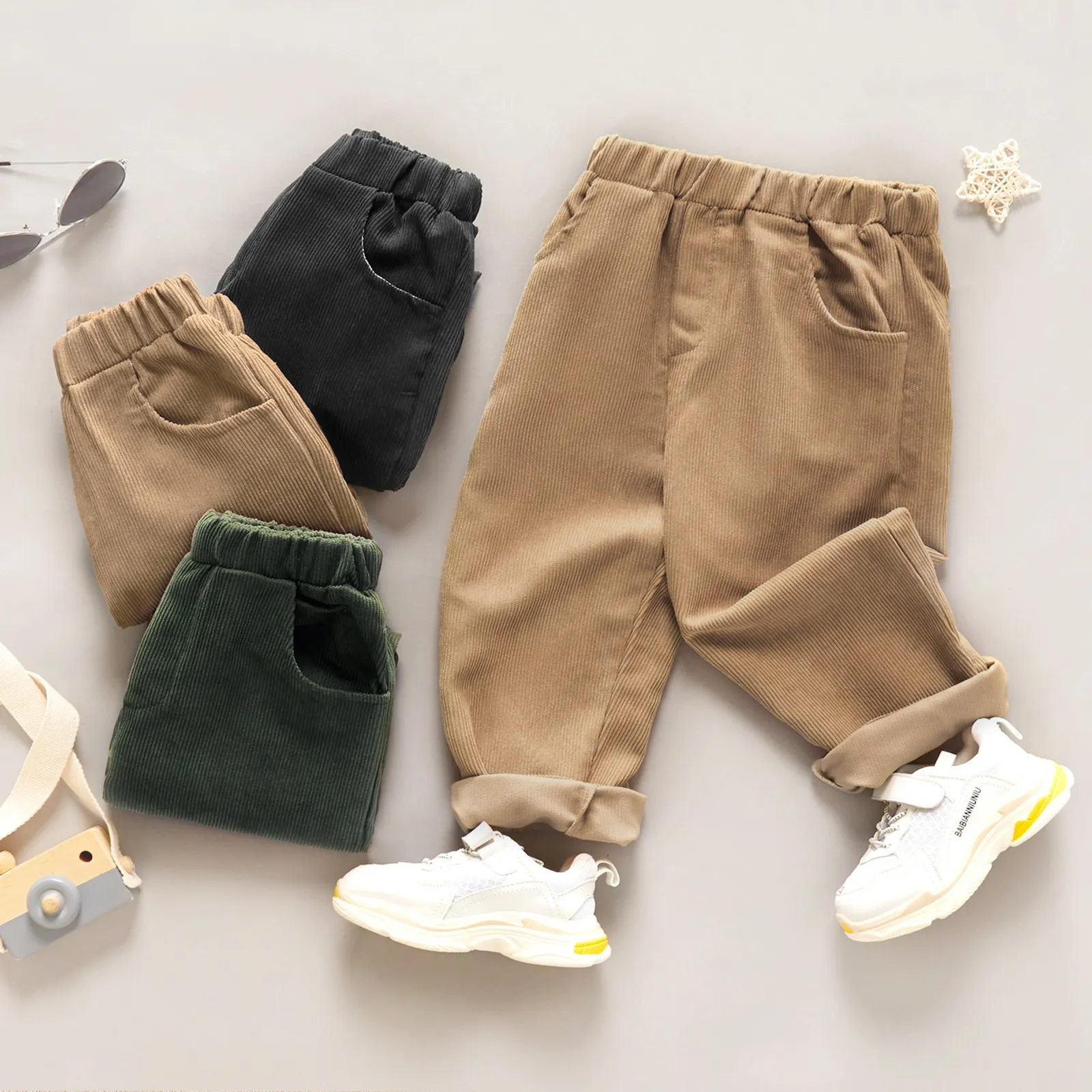 Baby Boy Solid Corduroy Straight Fit Pants