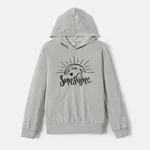 Go-Neat Water Repellent and Stain Resistant Family Matching Sun & Letter Print Grey Long-sleeve Hoodies Light Grey image 3