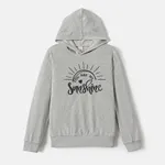 Go-Neat Water Repellent and Stain Resistant Family Matching Sun & Letter Print Grey Long-sleeve Hoodies Light Grey image 4