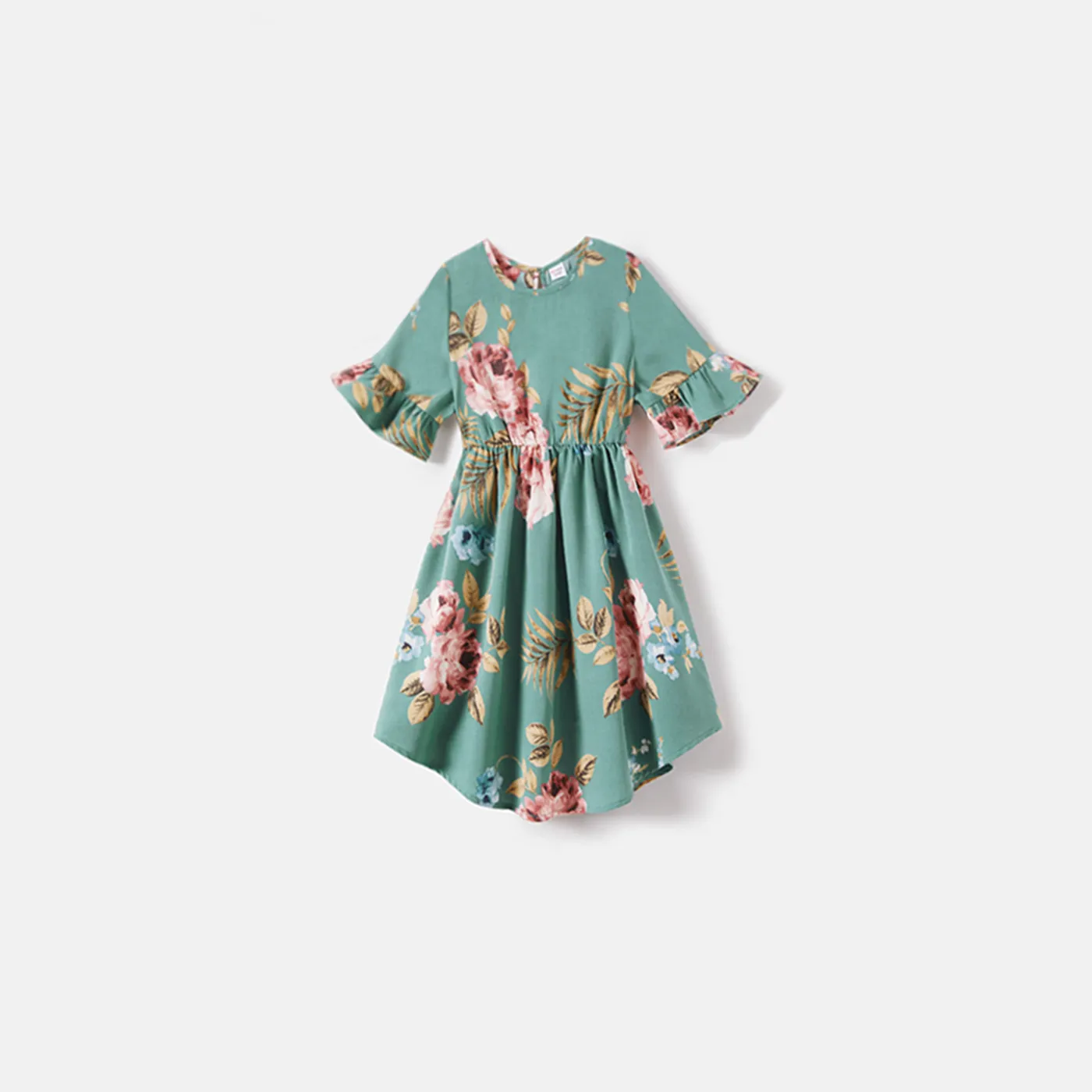 Mommy And Me Allover Floral Print Ruffle Half-sleeve Dresses