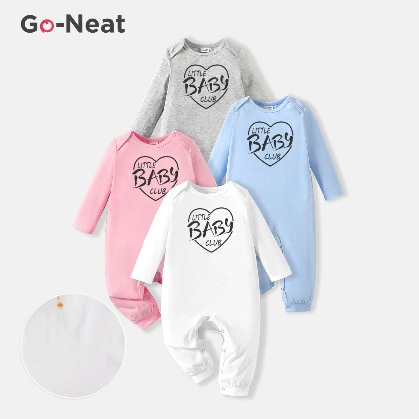 [0M-24M] Go-Neat Water Repellent and Stain Resistant Baby Boy/Girl Heart & Letter Print Long-sleeve Jumpsuit