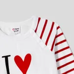 Mother's Day Family Matching 95% Cotton Letter Graphic Striped Raglan Sleeve T-shirts and Allover Red Heart Print Surplice Neck Ruffle-sleeve Belted Naia™ Dresses Sets  image 3