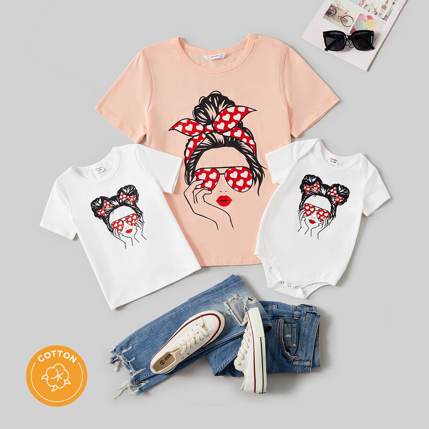 

Mommy and Me 95% Cotton Short-sleeve Figure Print Tee