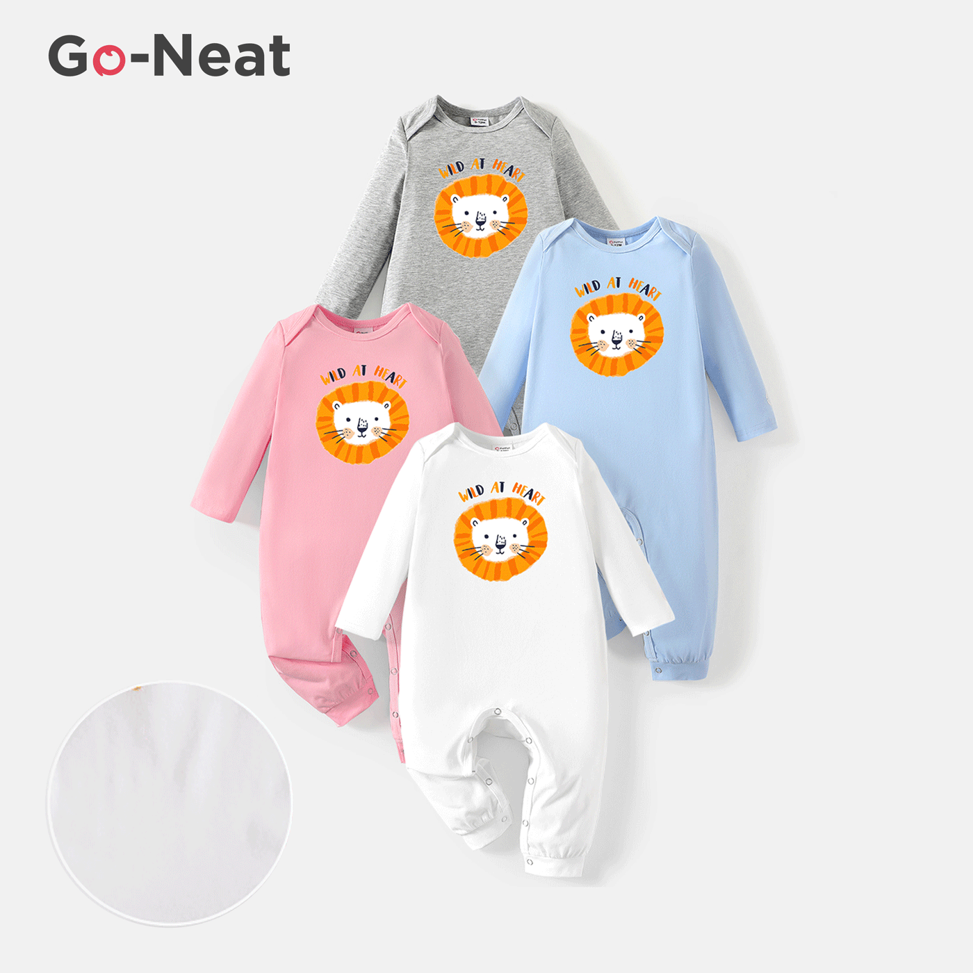 [0M-24M] Go-Neat Water Repellent and Stain Resistant Baby Boy/Girl Lion & Letter Print Long-sleeve Jumpsuit