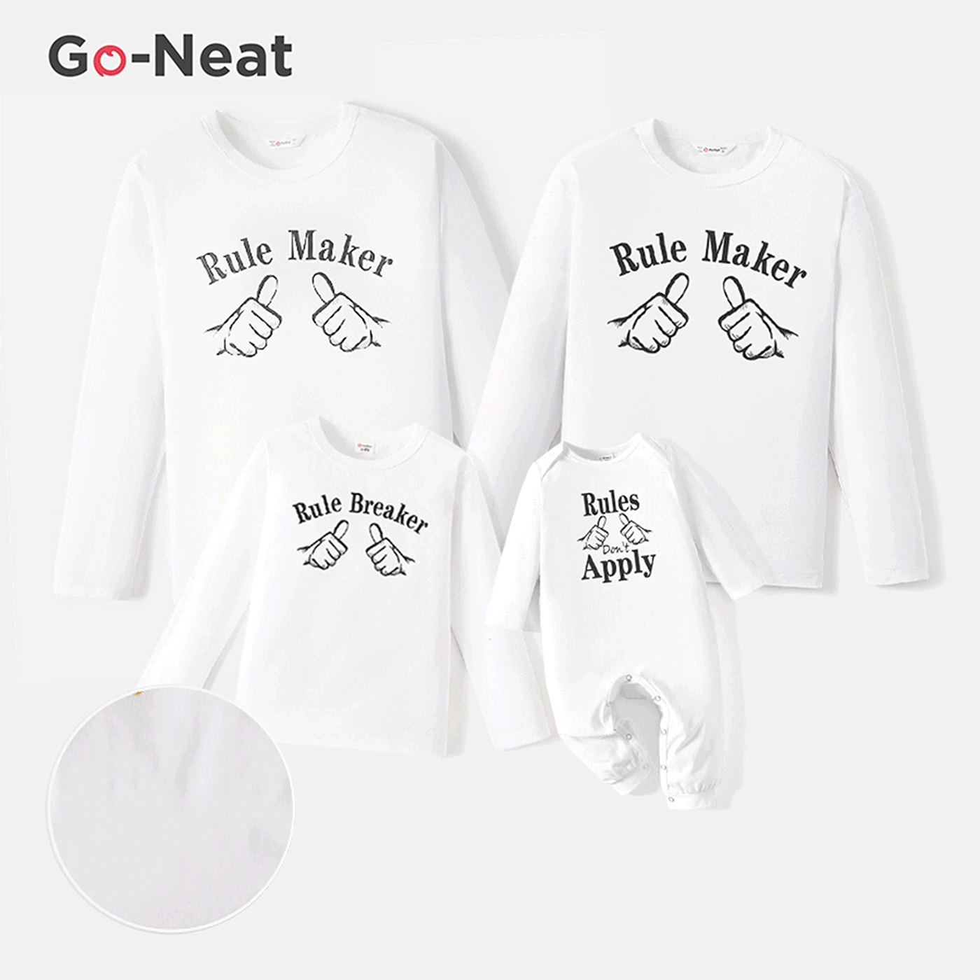 Go-Neat Water Repellent and Stain Resistant Family Matching Thumbs-up Gesture & Letter Print Long-sleeve Tee