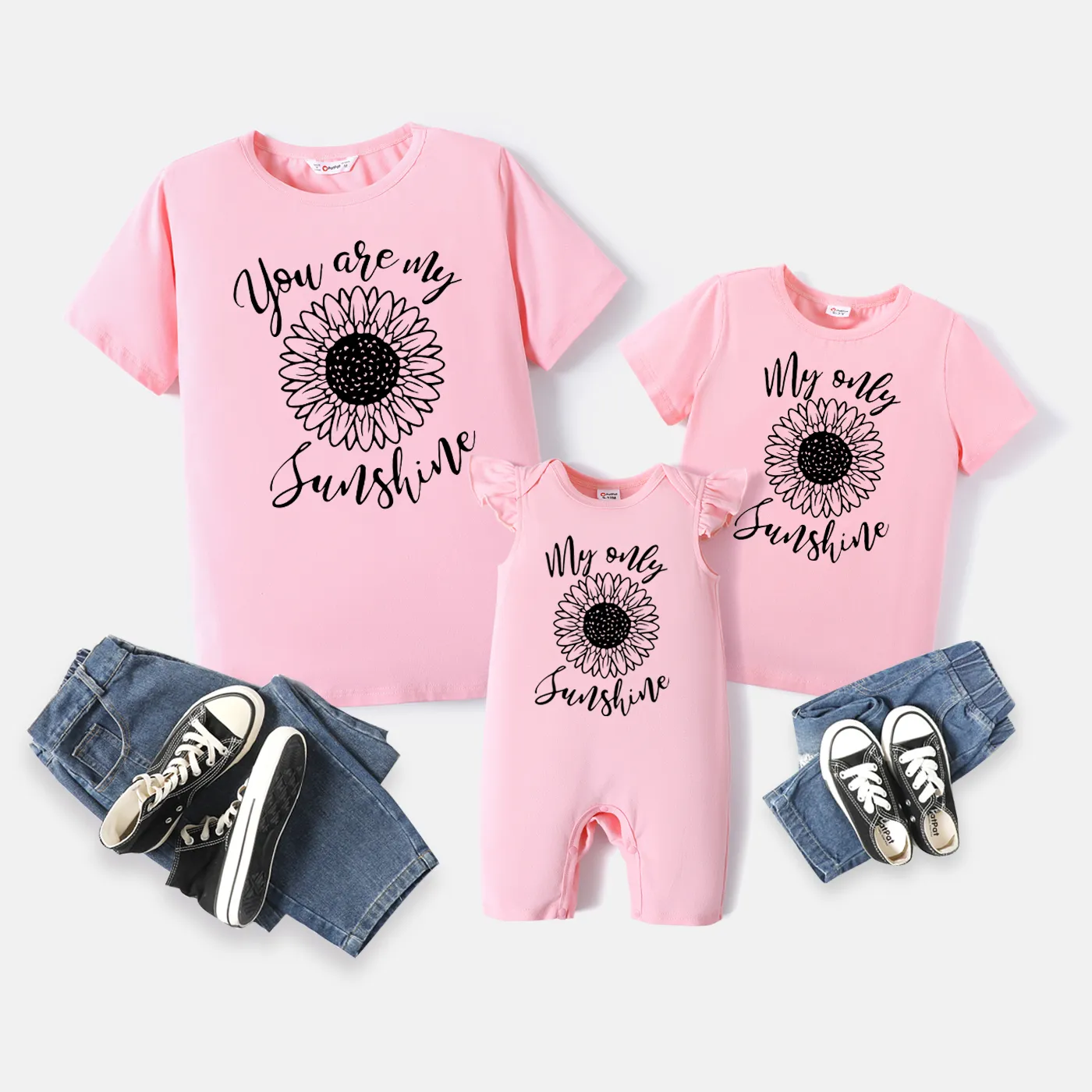 

Mommy and Me 100% Cotton Short-sleeve Sunflower & Letter Print Tee