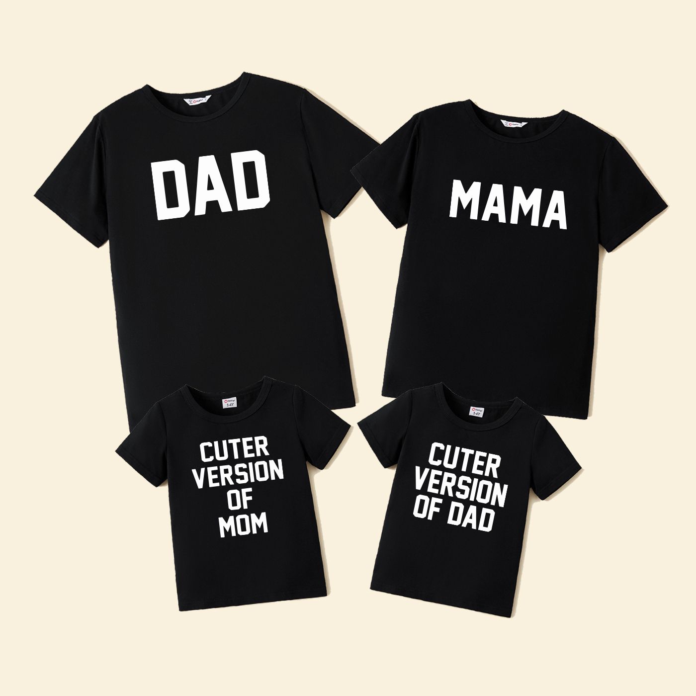 

Family Matching 95% Cotton Short-sleeve Letter Print Tee