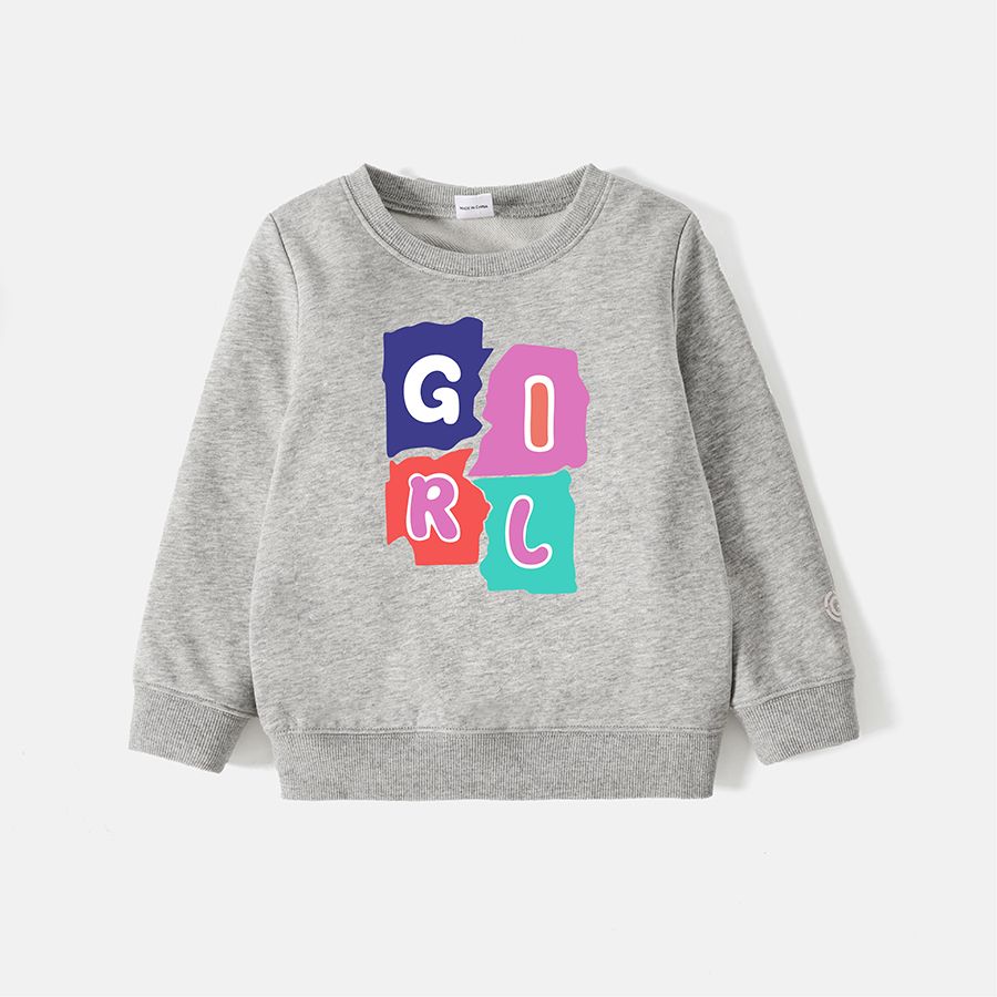 Go-Neat Water Repellent And Stain Resistant Sibling Matching Letter Print Long-sleeve Sweatshirts