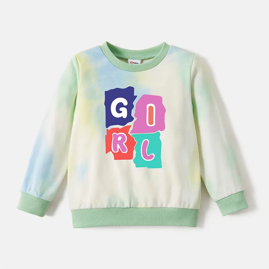 Go-Neat Water Repellent and Stain Resistant Sibling Matching Letter Print Long-sleeve Sweatshirts