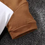 2pcs Baby Boy 95% Cotton Hooded Short-sleeve Colorblock Top & Shorts Set Brown image 5
