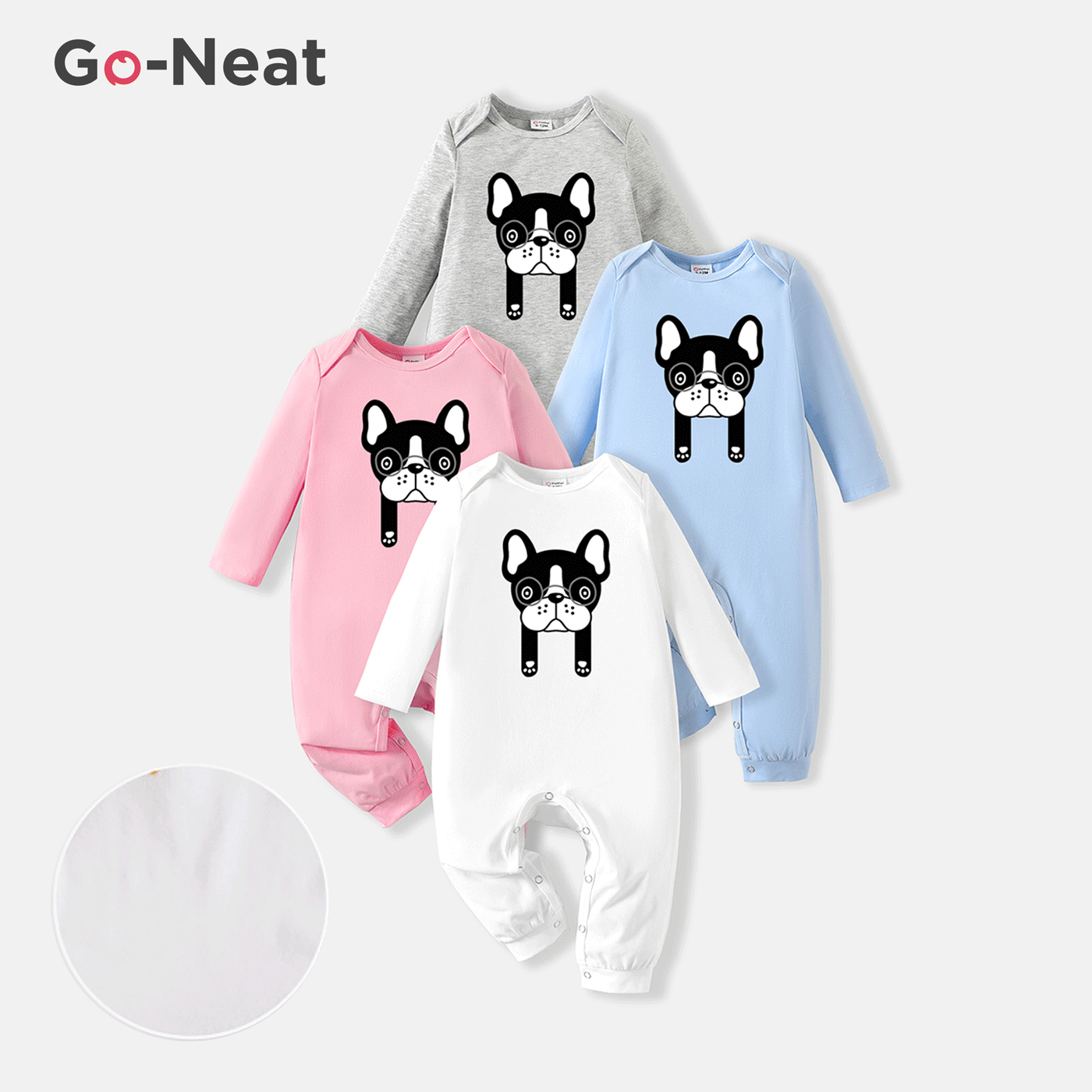 [0M-24M] Go-Neat Water Repellent and Stain Resistant Baby Boy/Girl Dog Print Long-sleeve Jumpsuit