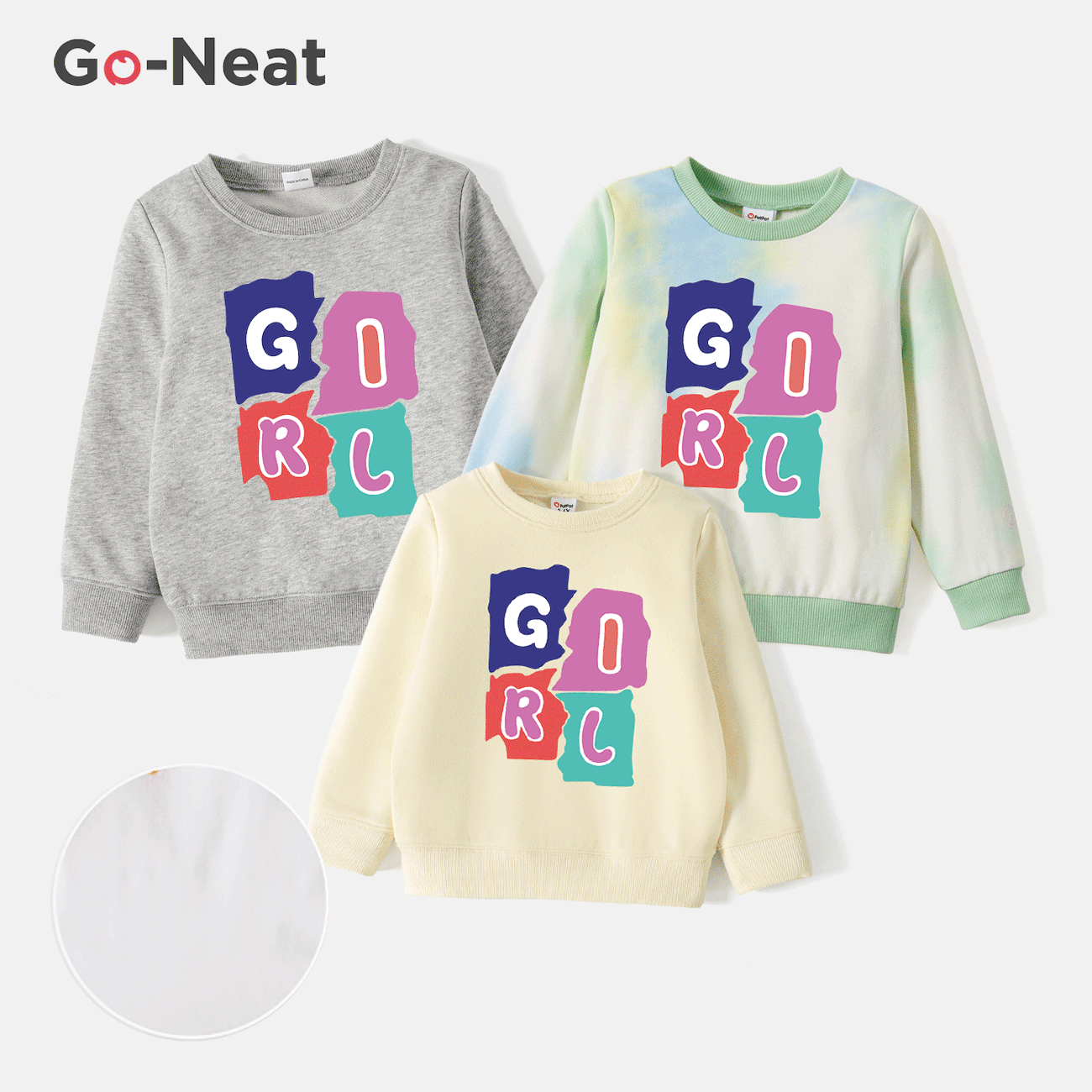 Go-Neat Water Repellent and Stain Resistant Sibling Matching Letter Print Long-sleeve Sweatshirts Beige big image 1