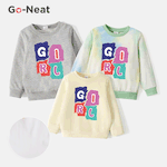 Go-Neat Water Repellent and Stain Resistant Sibling Matching Letter Print Long-sleeve Sweatshirts Beige