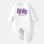 [0M-24M] Go-Neat Water Repellent and Stain Baby Boy/Girl Dinosaur & Letter Print Long-sleeve Jumpsuit White