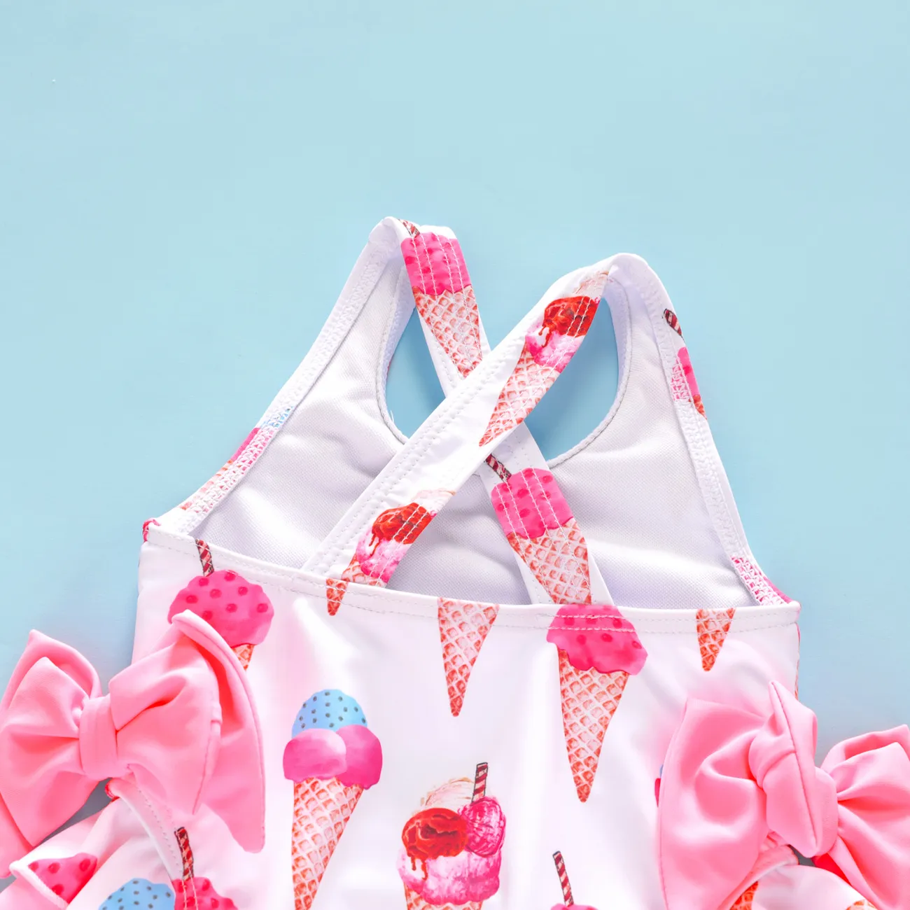 Bebé Menina Costuras de tecido Bonito Manga cava Fato de banho Rosa big image 1