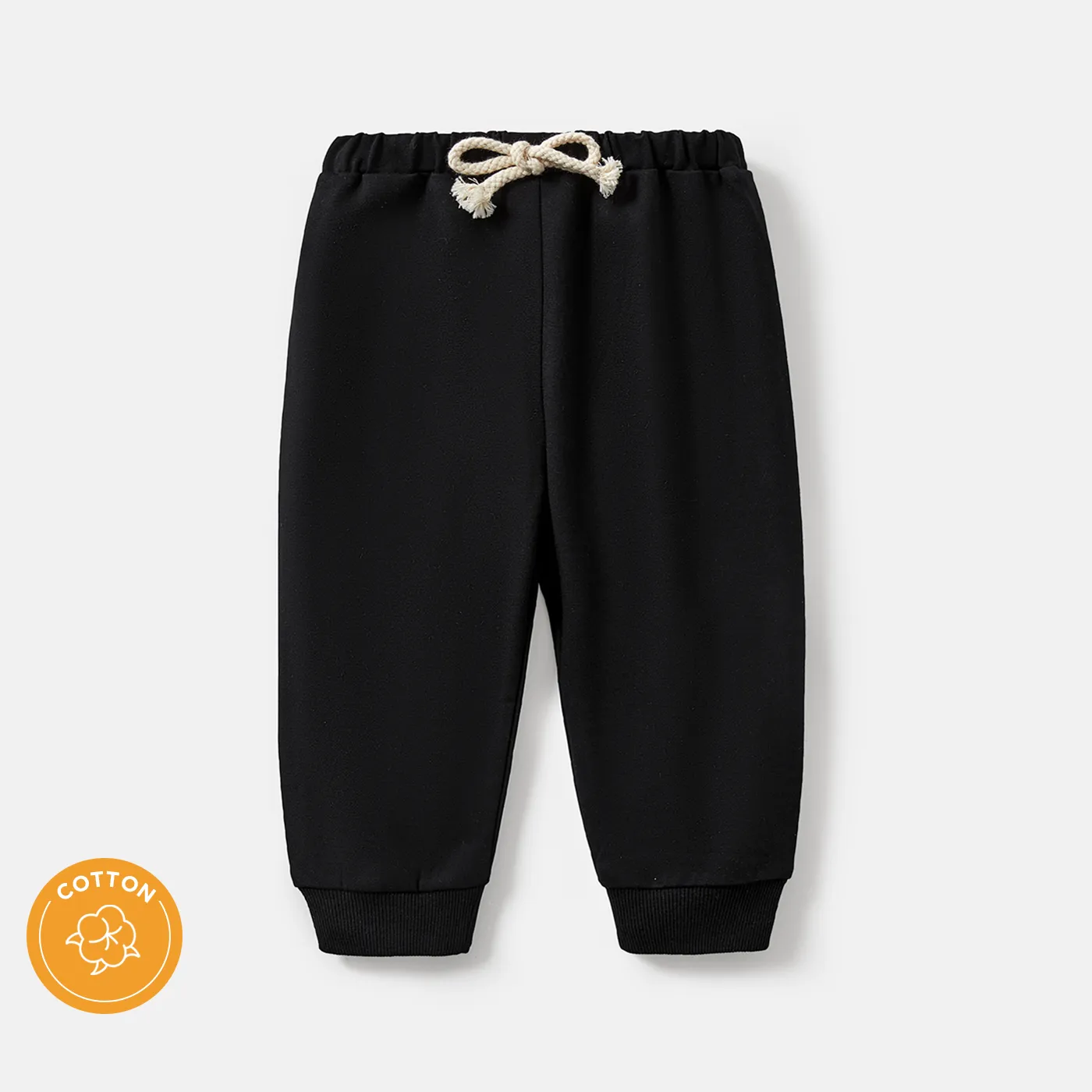 Baby Girl/Boy Cotton Button Design Ribbed Long-sleeve Rompers/ Elasticized Pants Black2