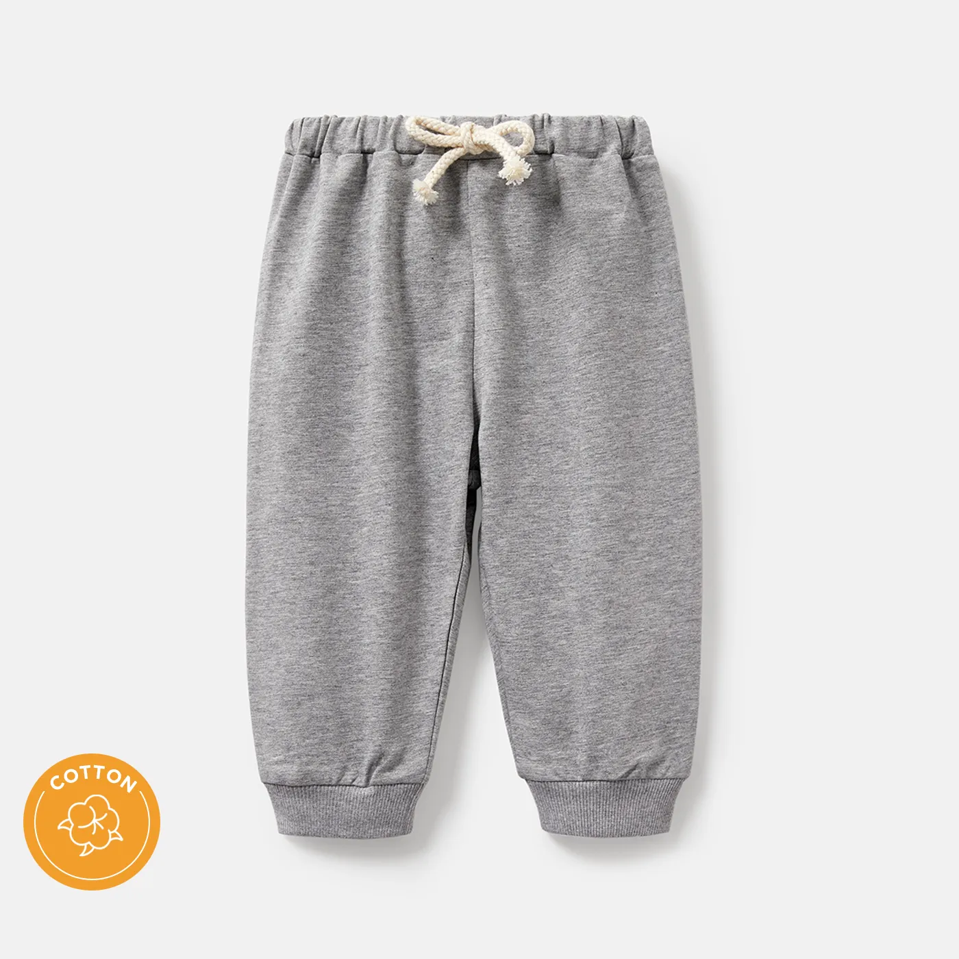 Baby Girl/Boy Cotton Button Design Ribbed Long-sleeve Rompers/ Elasticized Pants Flecked Grey