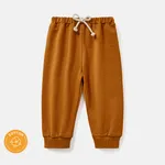 pantalon élastiqué couleur unie en coton bébé fille/garçon Marron