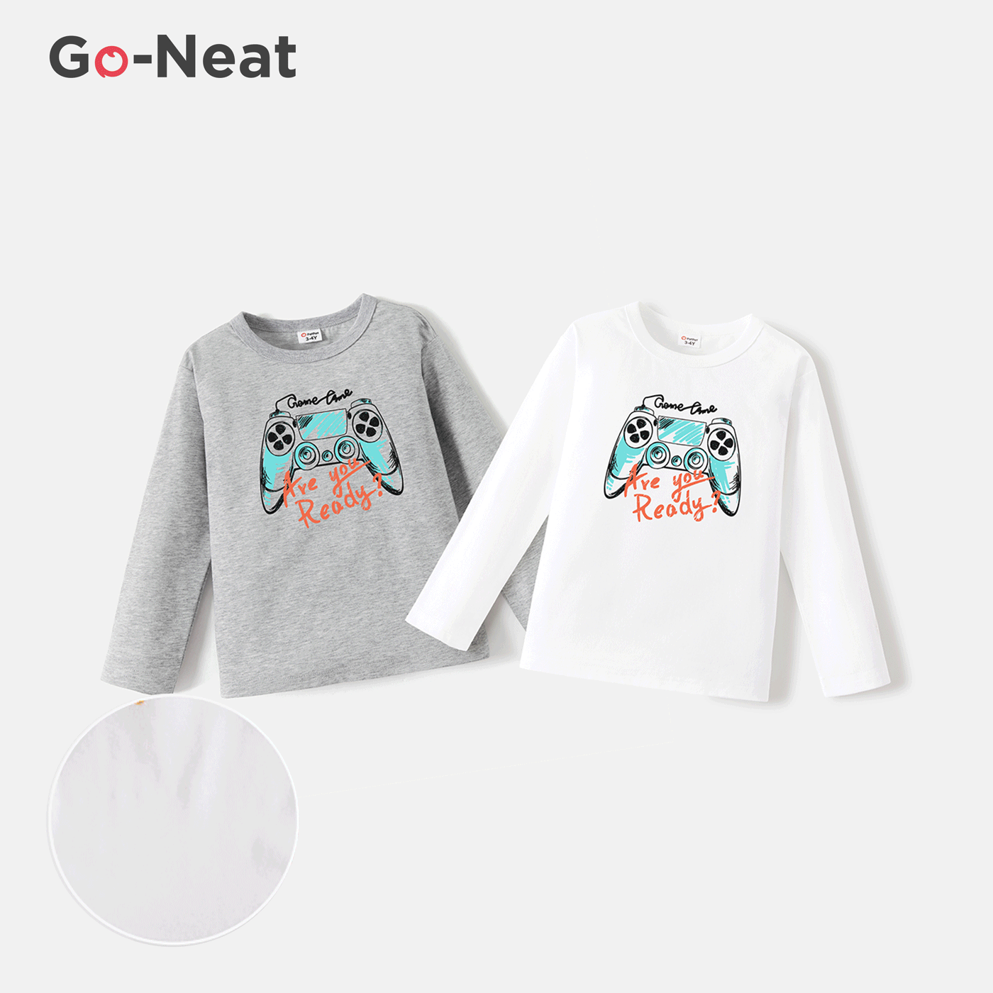 Go-Neat Water Repellent and Stain Sibling Matching Gamepad & Letter Print Long-sleeve Tee
