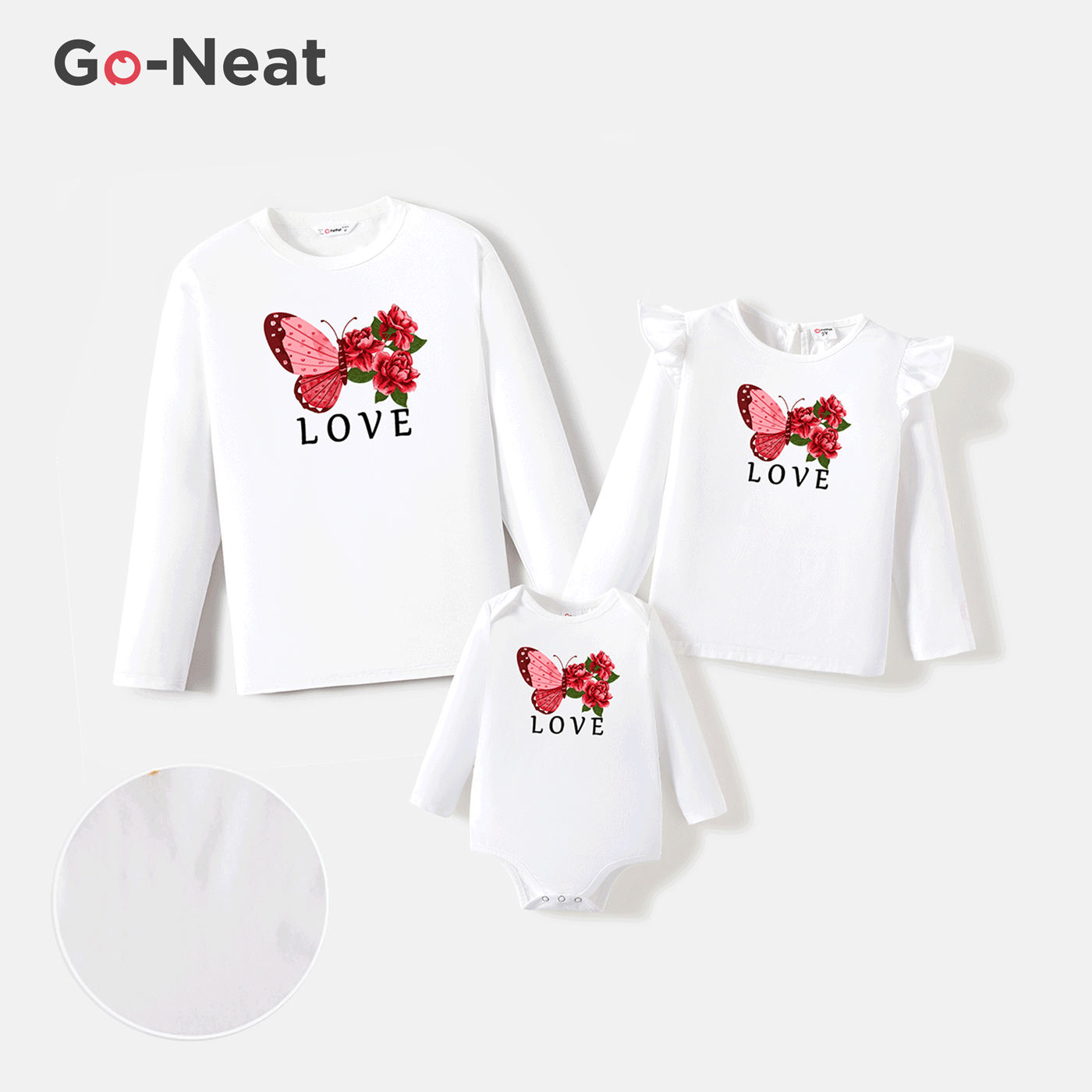 Go-Neat Resistente a manchas Conjuntos de roupa para a família Mãe e eu Estampado animal Manga comprida Tops Branco image 1