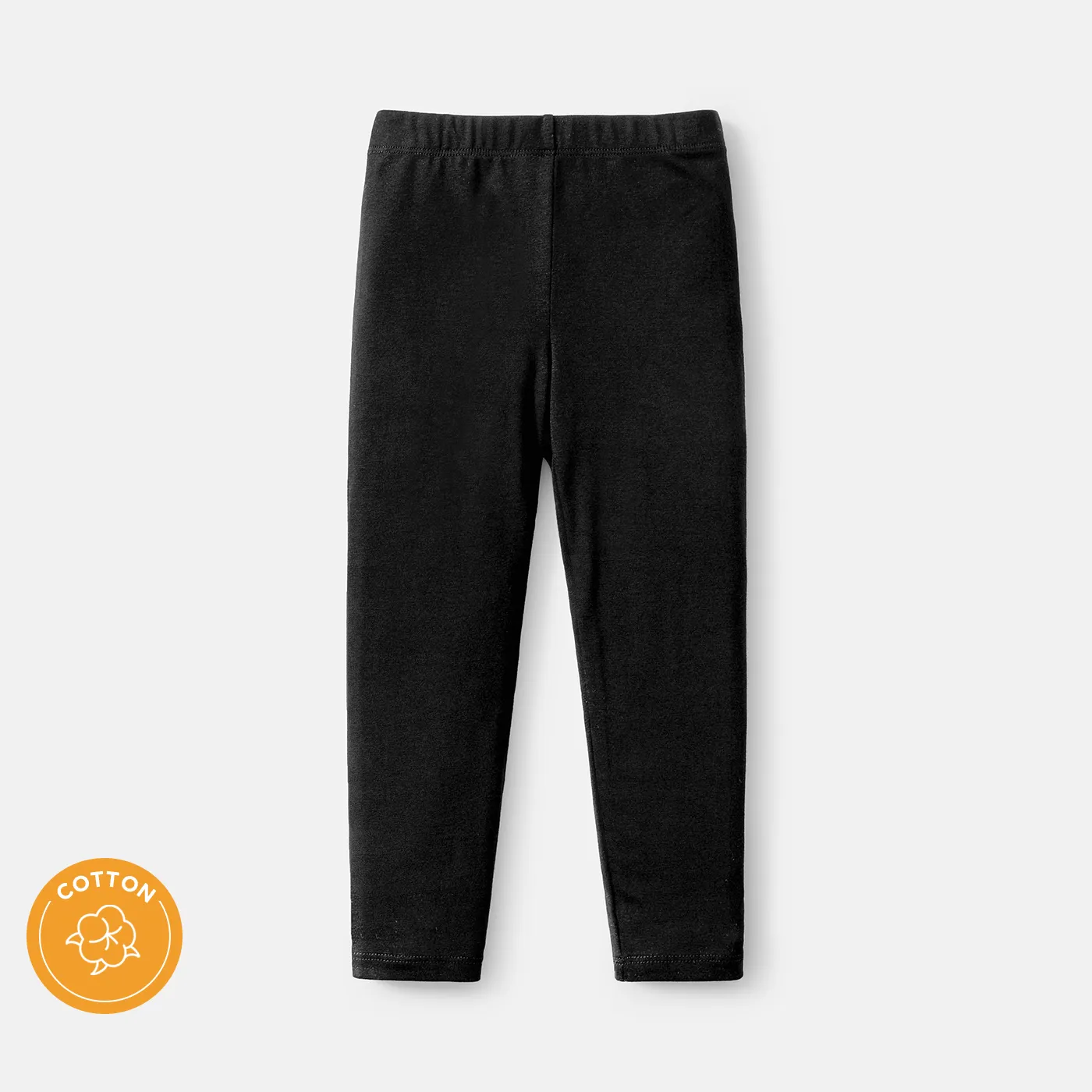 Toddler/Kid Girl Solid Color Elasticized Cotton Leggings Black