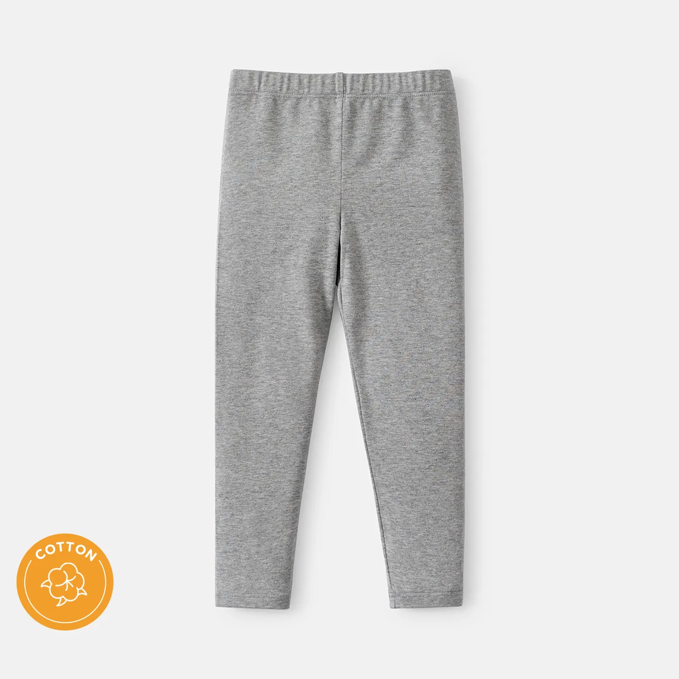 Toddler/Kid Girl Solid Color Elasticized Cotton Leggings Grey