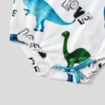 Family Matching Allover Dinosaur Print Drawstring Ruched Bodycon Dresses and Short-sleeve T-shirts Sets  image 4
