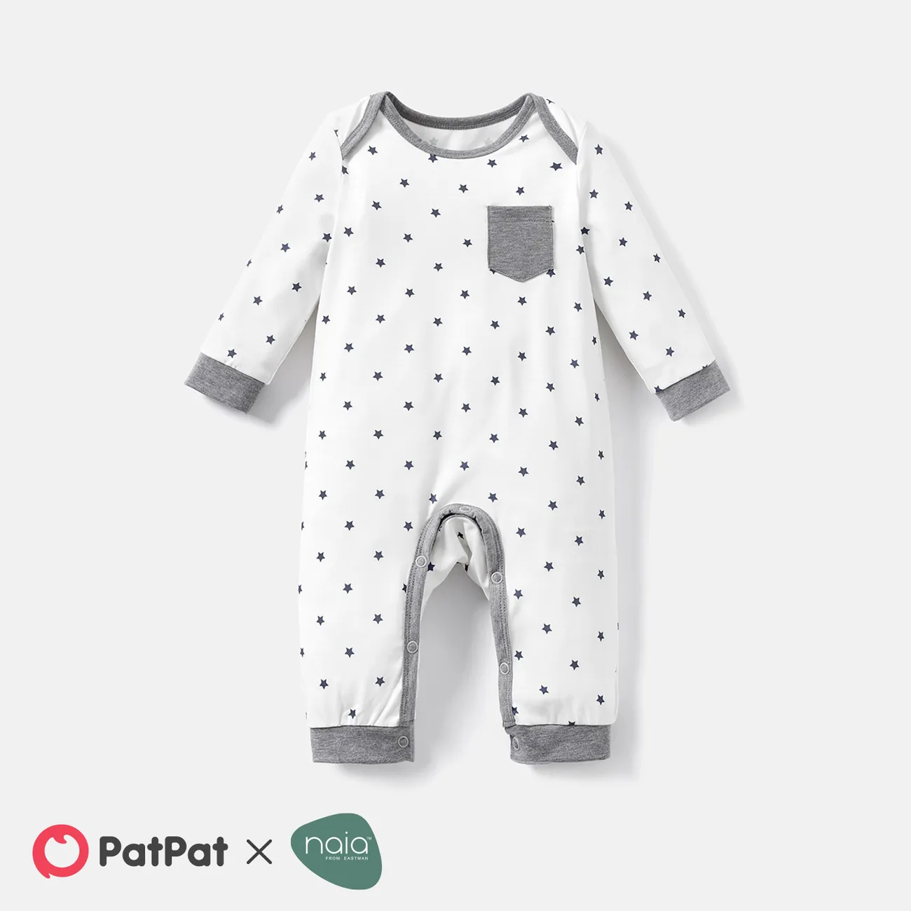 Naia Baby Boy Star Print/Polka dots /Stripe Long-sleeve Jumpsuits  big image 1