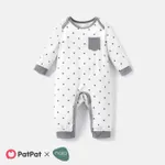 Naia Baby Boy Star Print/Polka dots /Stripe Long-sleeve Jumpsuits White