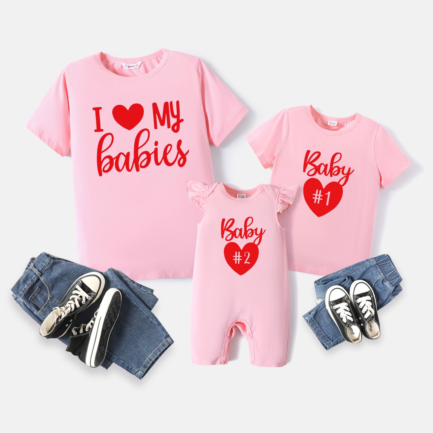 

Mommy and Me 100% Cotton Heart & Letter Print Short-sleeve T-shirts