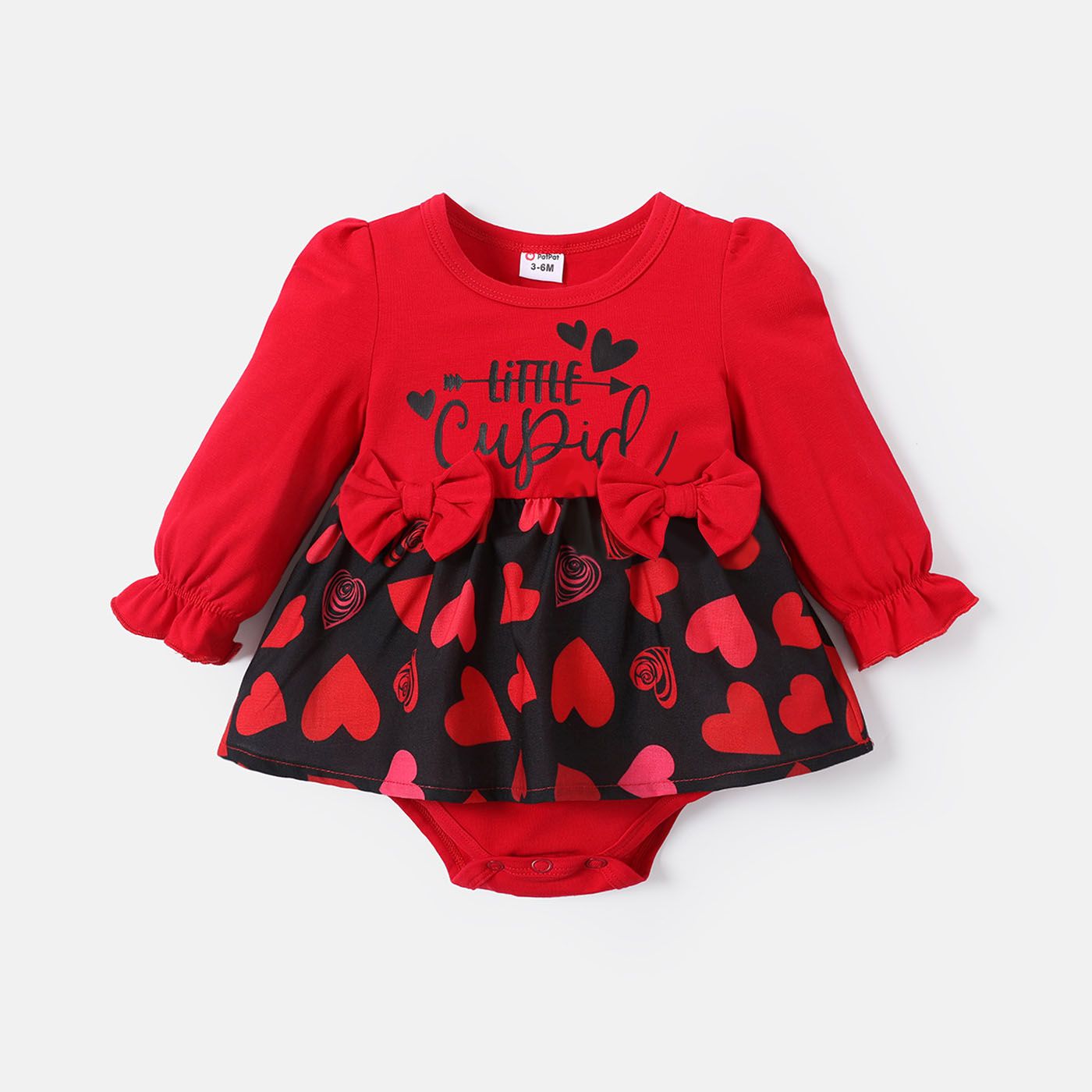 

Baby Girl Heart Print Bowknot Design Long-sleeve Romper
