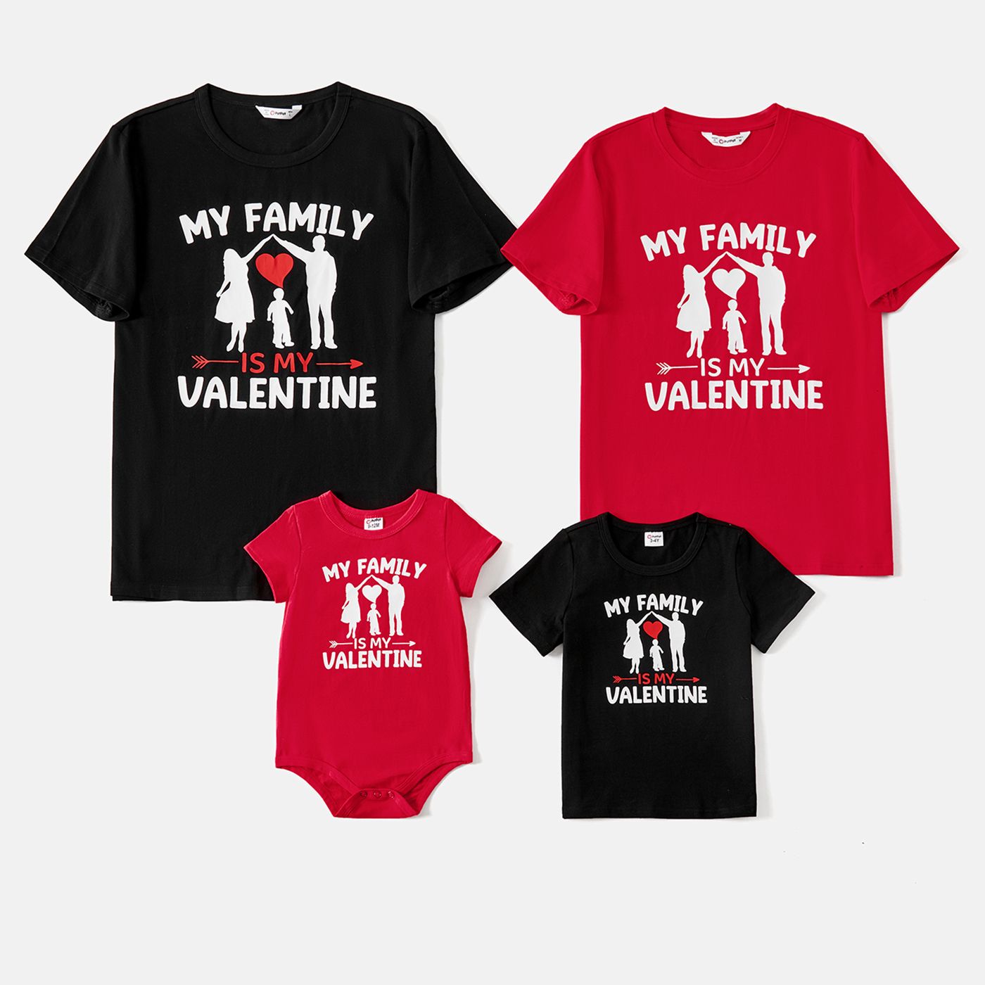 

Family Matching 95% Cotton Short-sleeve Figure & Letter Print T-shirts