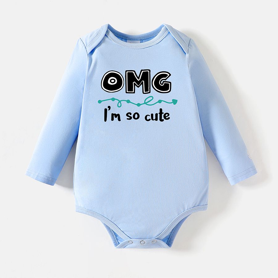 

[0M-24M] Go-Neat Water Repellent and Stain Resistant Baby Boy/Girl Letter Print Long-sleeve Romper