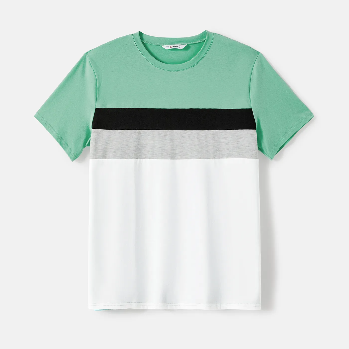 Family Matching Allover Geo Print Short-sleeve Belted Dresses and Colorblock T-shirts Sets  big image 17