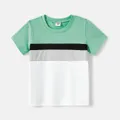 Family Matching Allover Geo Print Short-sleeve Belted Dresses and Colorblock T-shirts Sets  image 5