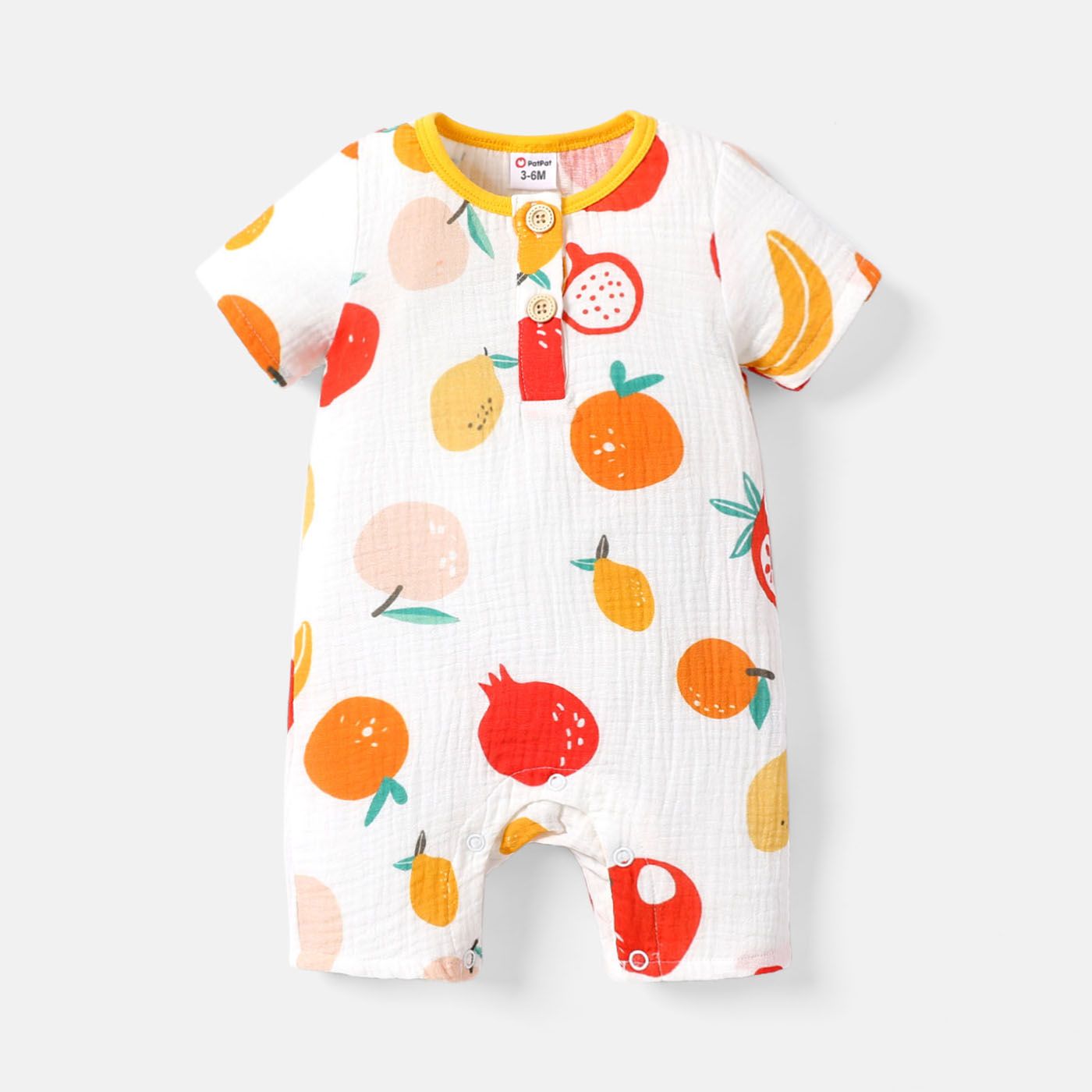 

Baby Boy/Girl 100% Cotton Crepe Allover Fruit Print Short-sleeve Romper