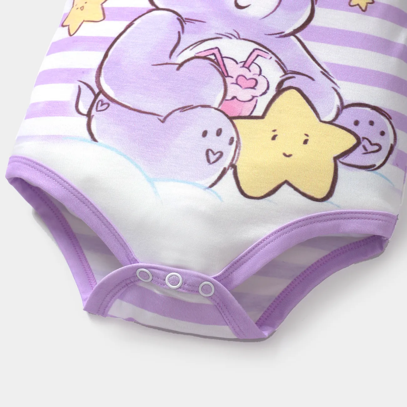 Care Bears Baby Girl Cartoon Bear Print Short-sleeve Naia™ Romper Purple big image 1