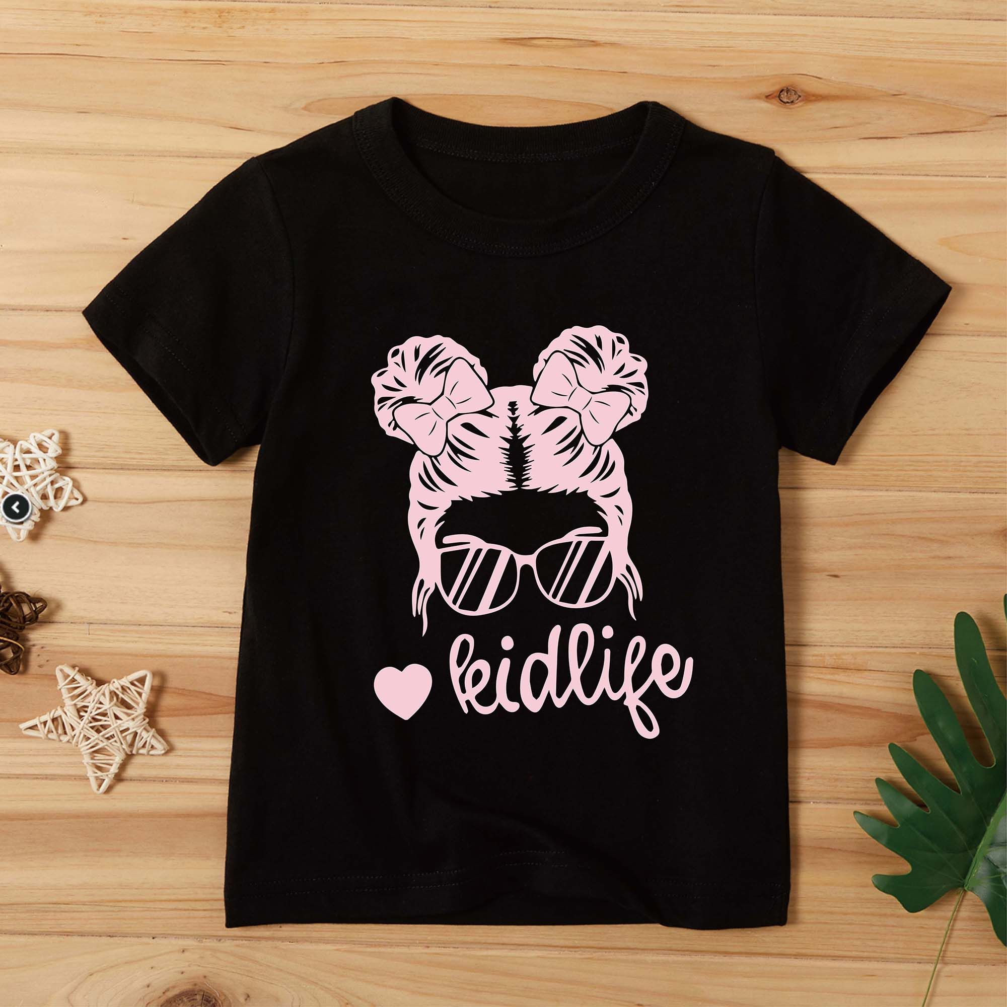 

Fashionable Toddler/Kid Girl Letter Print Cotton Short-sleeve Tee