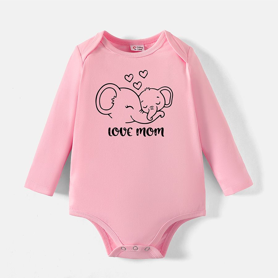 

[0M-24M] Go-Neat Water Repellent and Stain Resistant Baby Boy/Girl Elephant & Letter Print Long-sleeve Romper