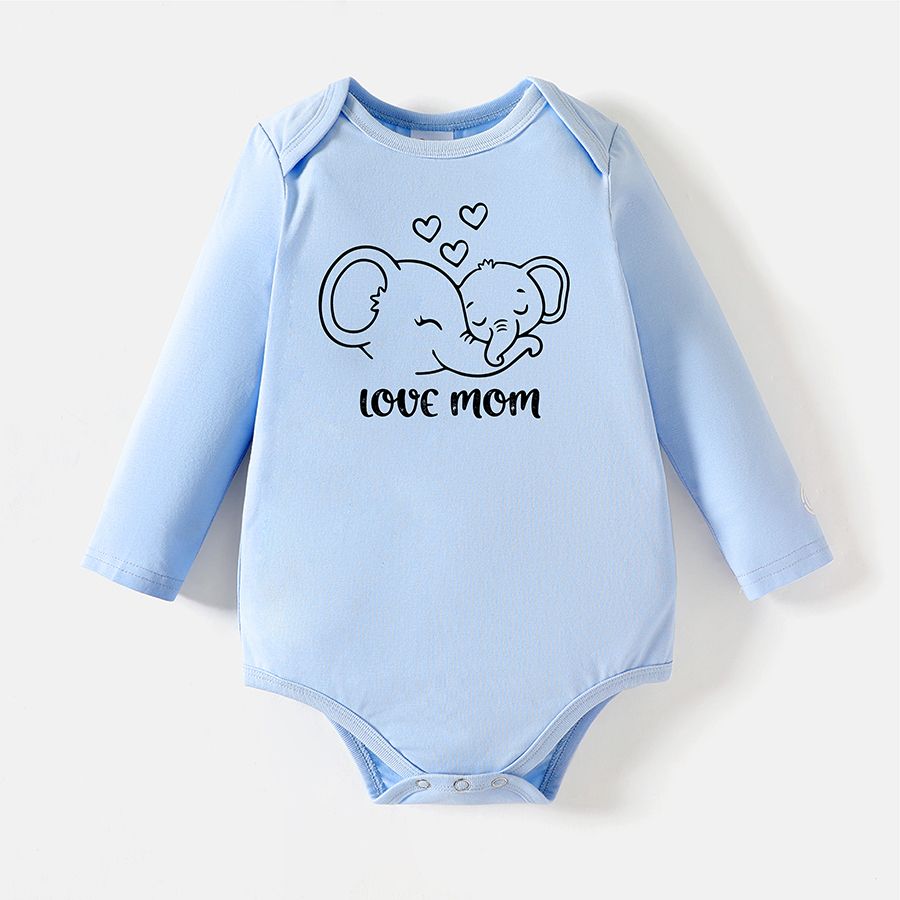 

[0M-24M] Go-Neat Water Repellent and Stain Resistant Baby Boy/Girl Elephant & Letter Print Long-sleeve Romper